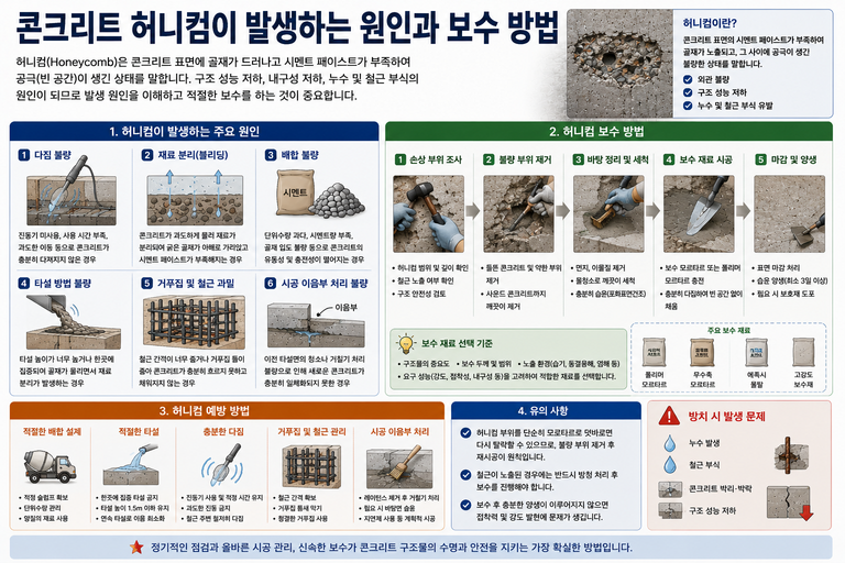 콘크리트 허니컴이 발생하는 원인과 보수 방법 4 ChatGPT Image 2026년 8월 26일 오전 11 14 28
